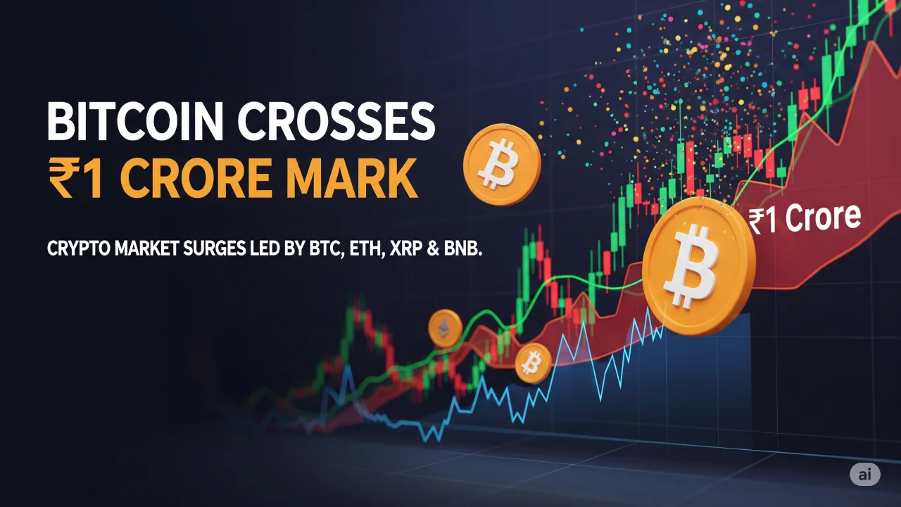 Bitcoin Crosses ₹1 Crore Mark: Crypto Market Surges Led by BTC, ETH, XRP & BNB