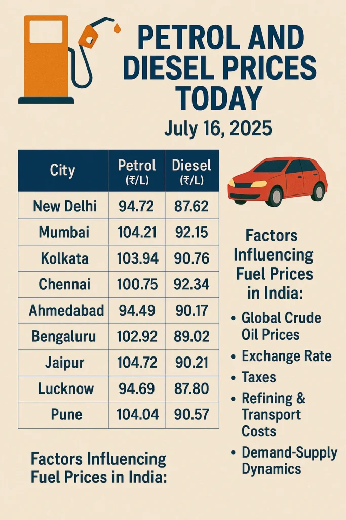 petrol diesel price today July 16
